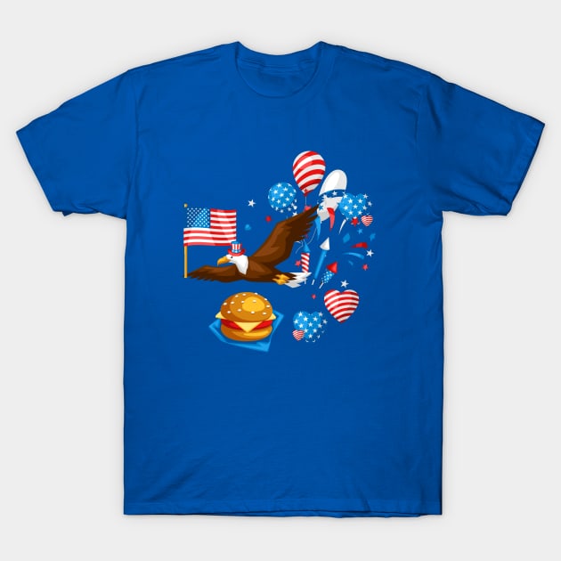 independence day bald eagle uncle sam T-Shirt by gossiprag